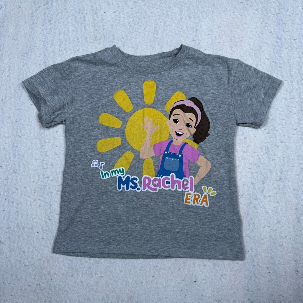 Ms. Rachel Era Toddler T-Shirt Heather Gray Graphic Tee 4T Kids Short Sleeve